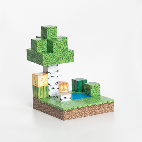 Magnetic Building Blocks - Wooden house (80pcs) +3 Random Figures