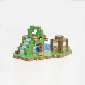 Magnetic Building Blocks - Wooden house (80pcs) +3 Random Figures