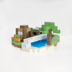 Magnetic Building Blocks - Wooden house (80pcs) +3 Random Figures